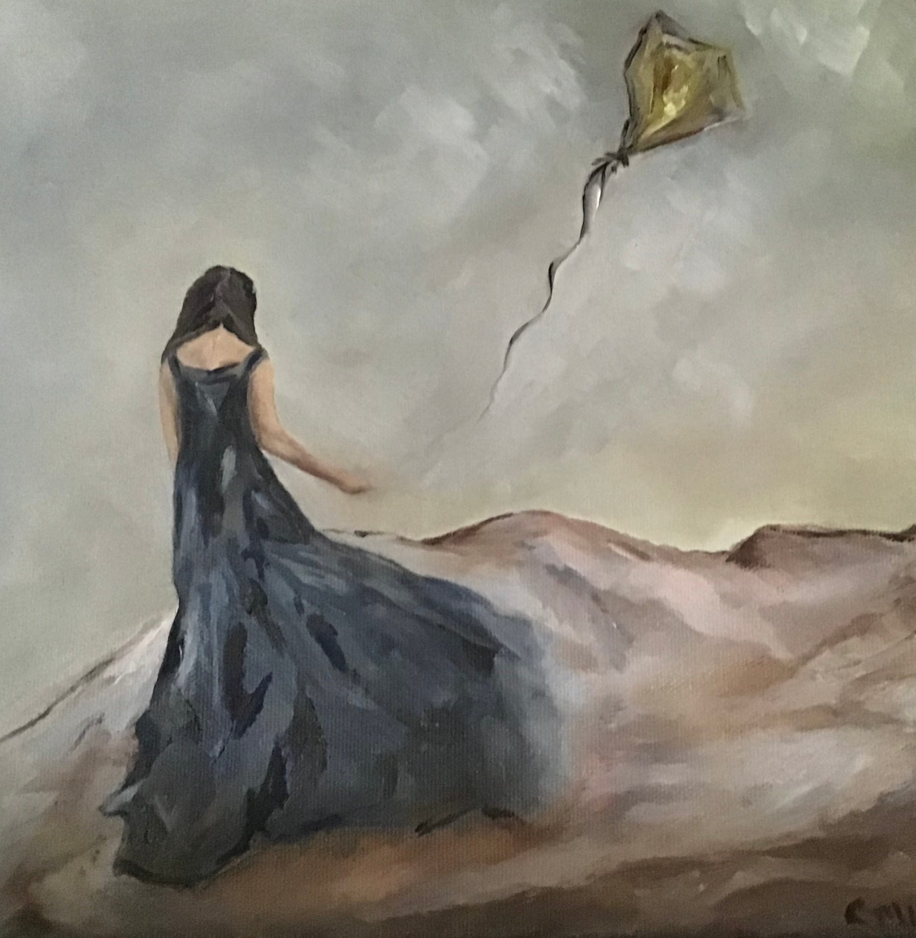 Girl with a Golden Kite, Oil on canvas